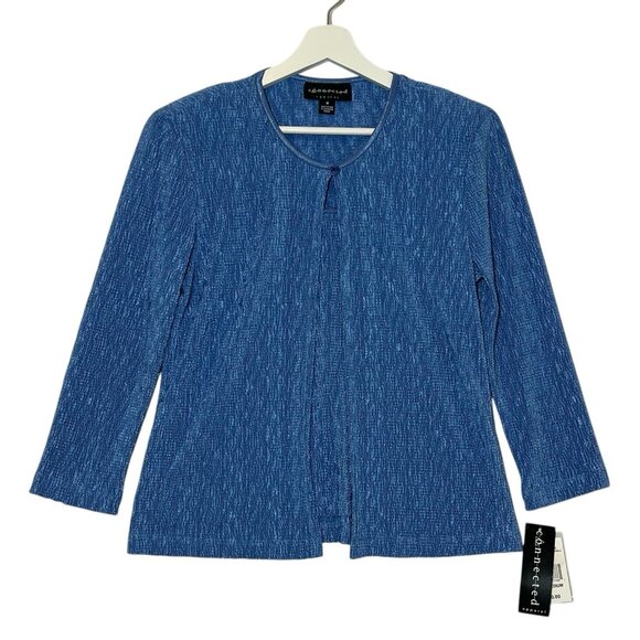 connected apparel Tops - Connected Apparel Women's Top Medium Stretch 3/4 Sleeve Blue Shoulder Pads